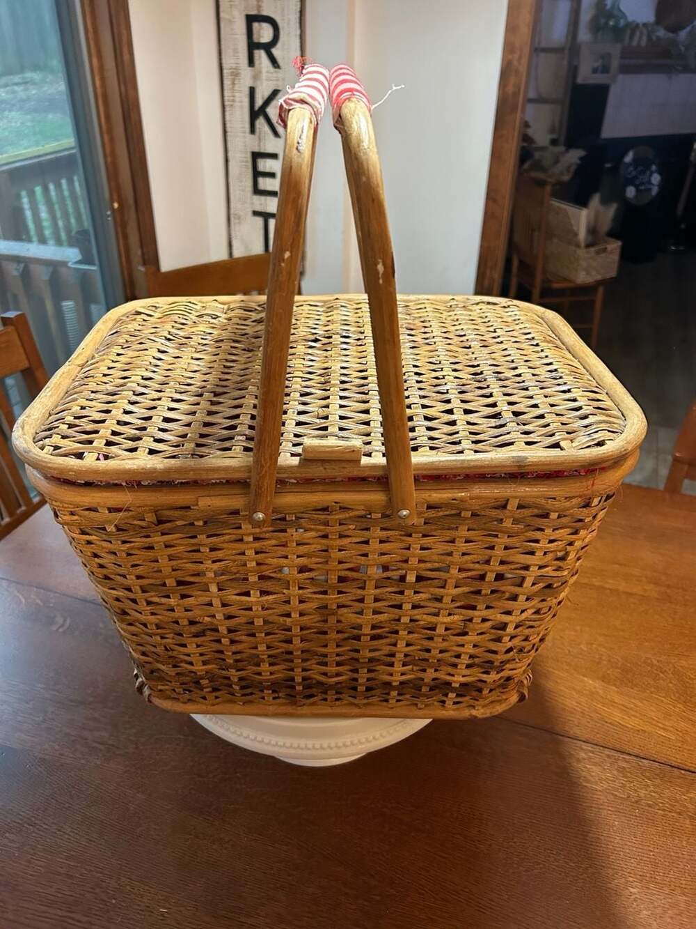 Vintage Rustic Wicker Basket Retro Boho Old Baskets Old Wicker Picnic Basket Old